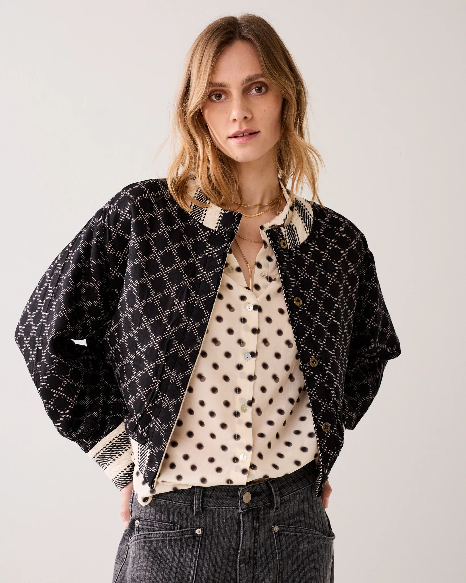 Stripe Jacket Black Ivory