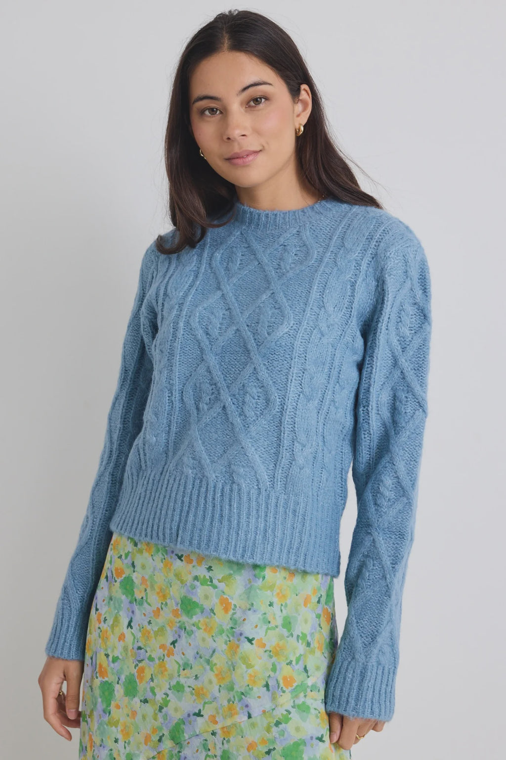 Rollas Cable Knit Jumper Sky Blue