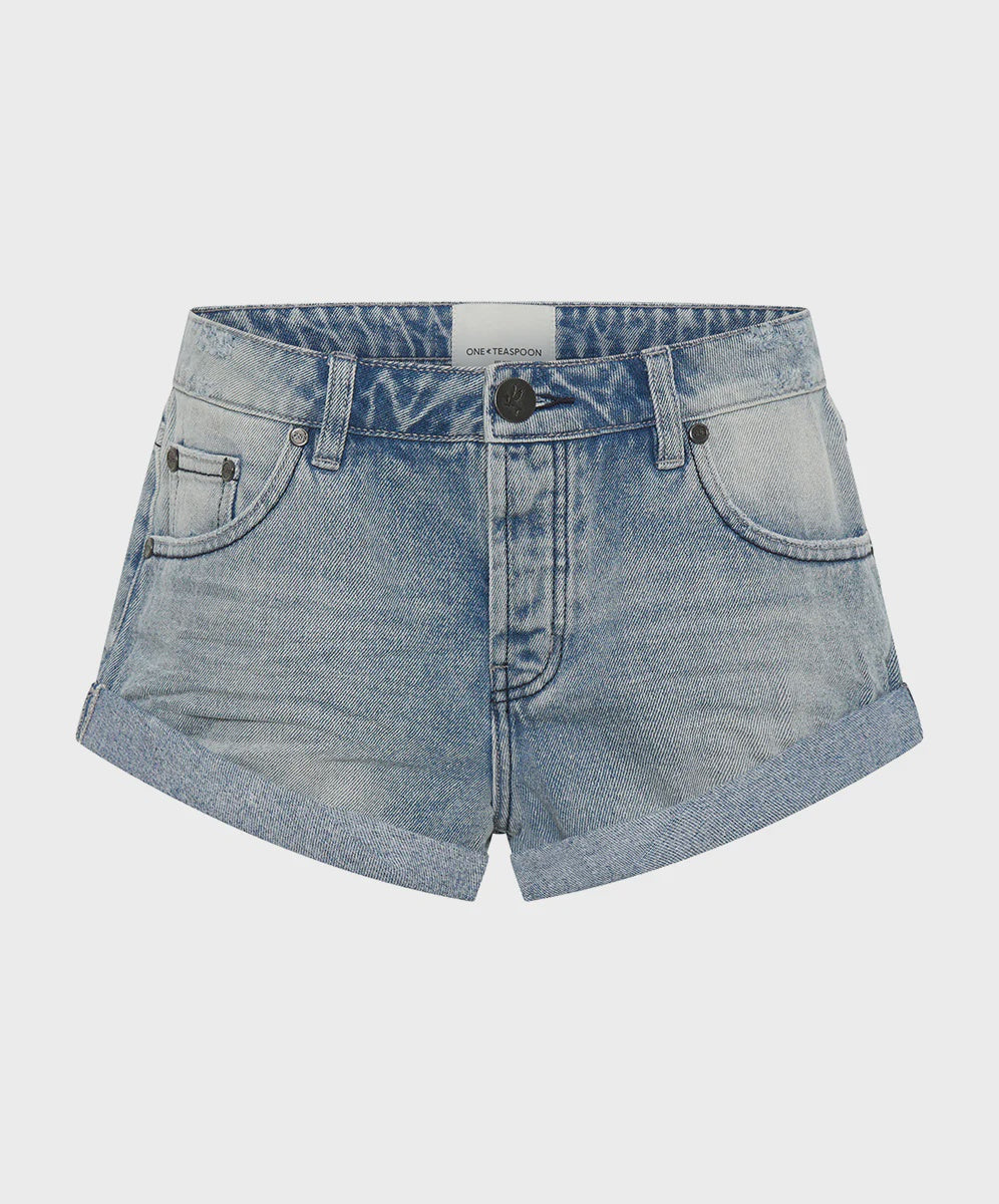 One Teaspoon Low Waist Bandit Shorts In Salty Dog Blue