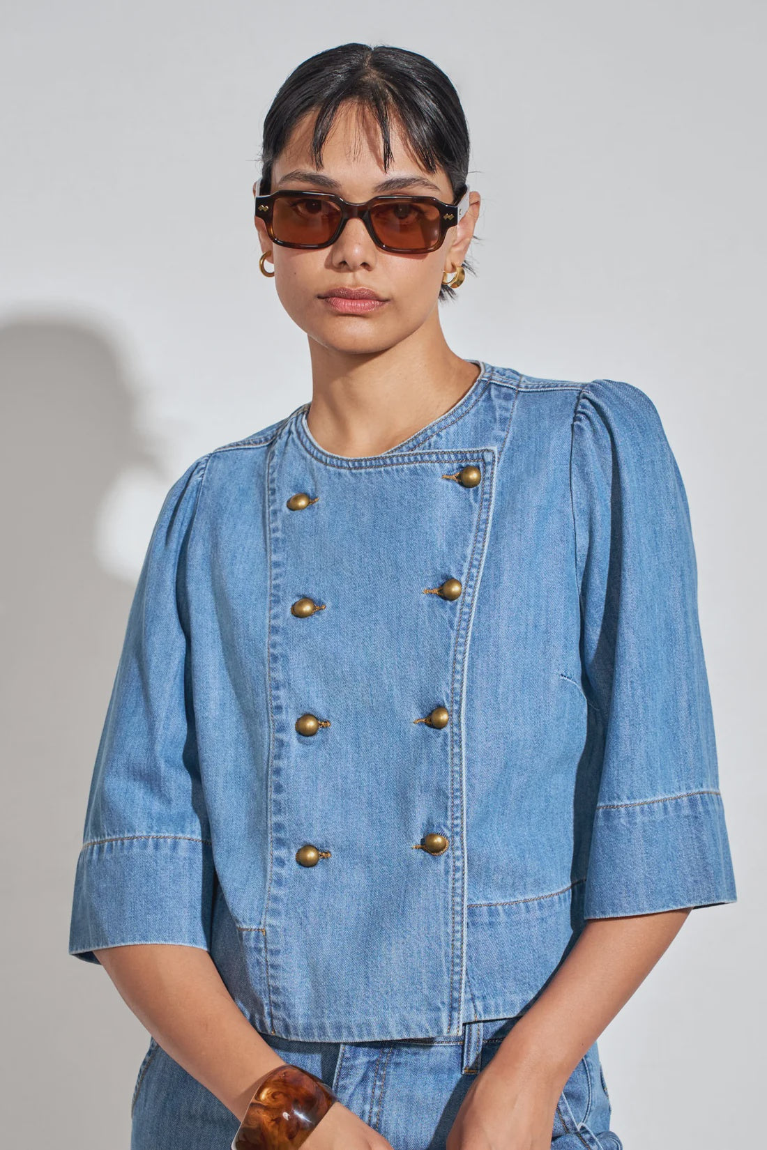 Plunge Jacket Mid Wash Denim