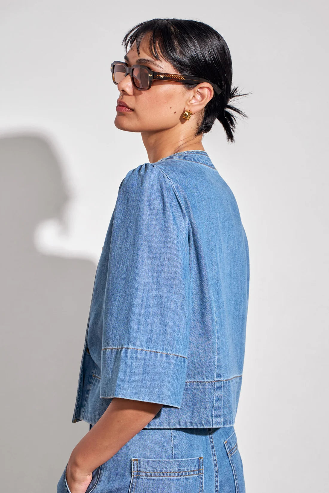 Plunge Jacket Mid Wash Denim