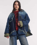 One Teaspoon Star Denim Wadded Jacket In Dark Memphis Blue