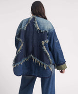 One Teaspoon Star Denim Wadded Jacket In Dark Memphis Blue