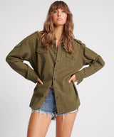 One Teaspoon Aviator Eagle Cotton Shirt In Khaki