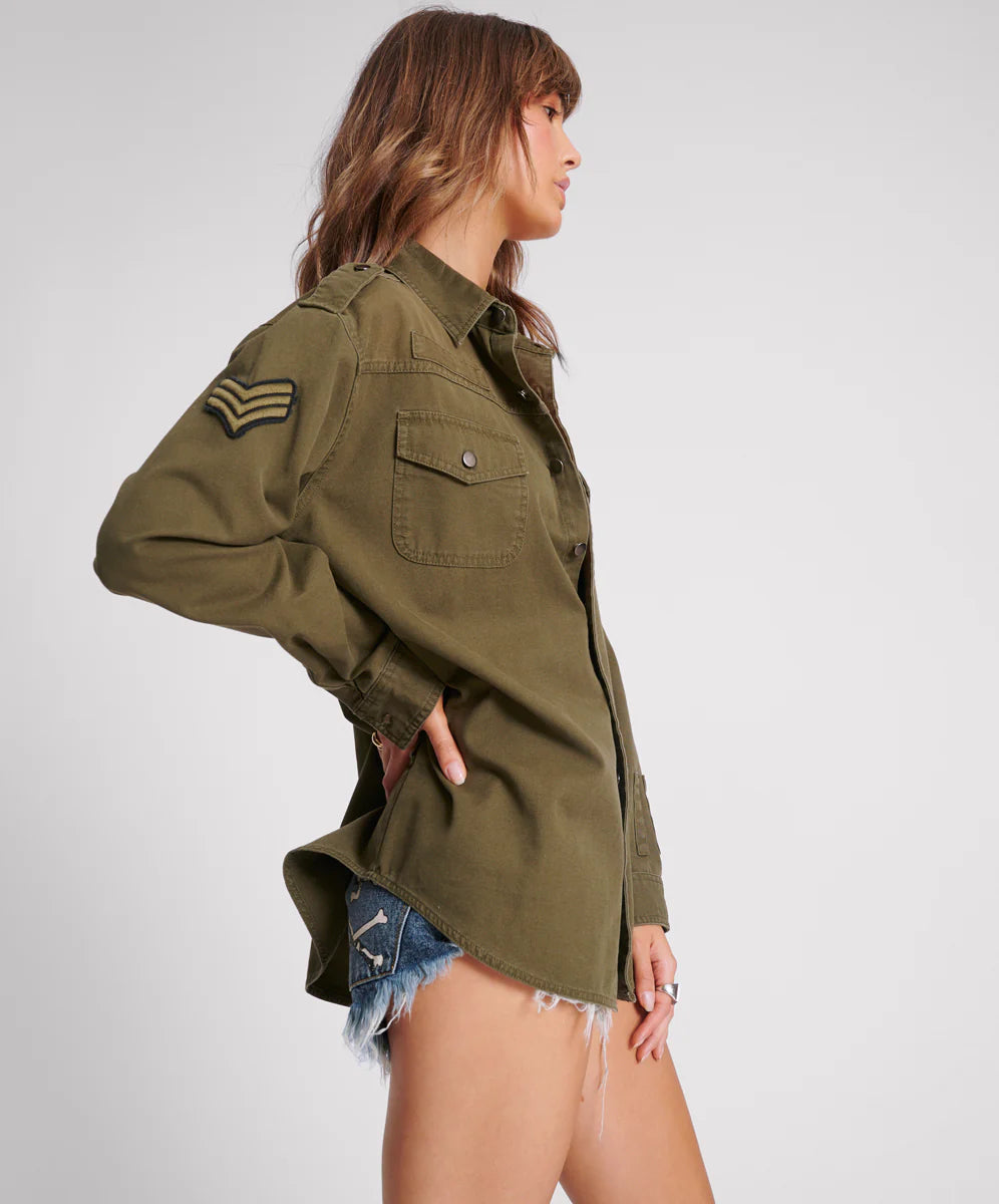 One Teaspoon Aviator Eagle Cotton Shirt In Khaki