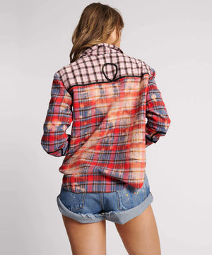 One Teaspoon Distressed Flannel Western Shirt