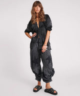 One Teaspoon Black Star Muslin Longline Shirt In Charcoal