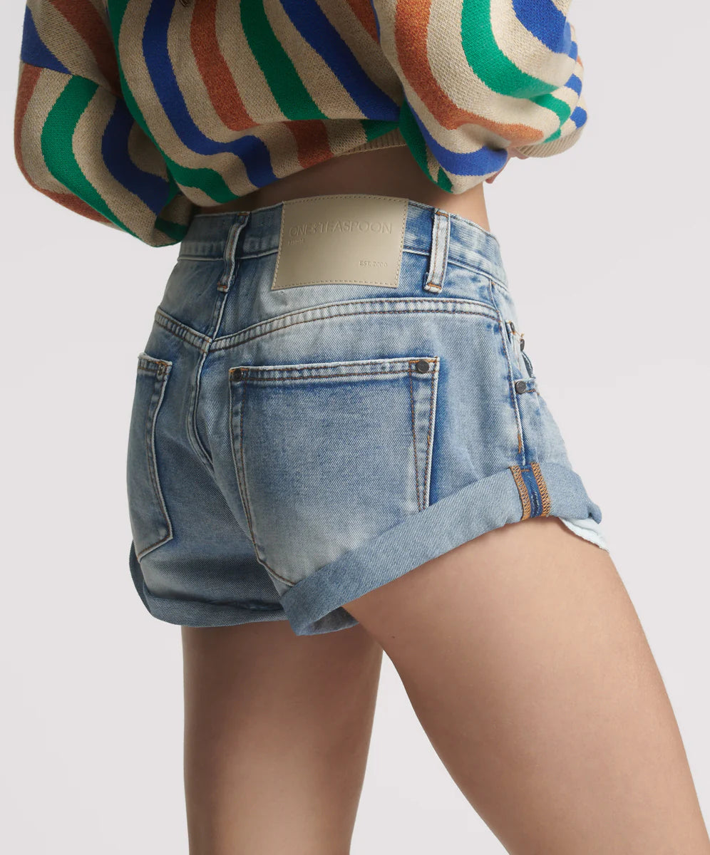 One Teaspoon Bandits Low Waist Denim Shorts In Blue Summer