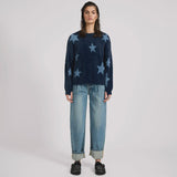 Fluffy Star Longsleeve Knit Sweater Blue