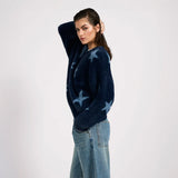 Fluffy Star Longsleeve Knit Sweater Blue