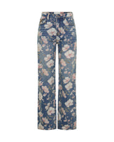 Icon High Waist Straight Leg Denim Jeans - Floral Bloom Cobaine Blue
