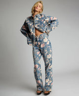 Icon High Waist Straight Leg Denim Jeans - Floral Bloom Cobaine Blue