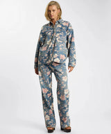 Icon High Waist Straight Leg Denim Jeans - Floral Bloom Cobaine Blue