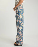 Icon High Waist Straight Leg Denim Jeans - Floral Bloom Cobaine Blue