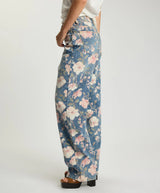 Icon High Waist Straight Leg Denim Jeans - Floral Bloom Cobaine Blue
