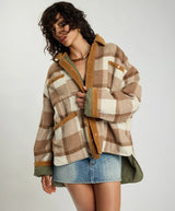 Vintage Check Pdded Oversized Jacket