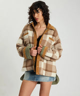 Vintage Check Pdded Oversized Jacket
