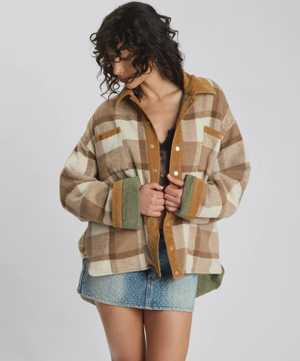 Vintage Check Pdded Oversized Jacket