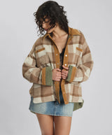 Vintage Check Pdded Oversized Jacket