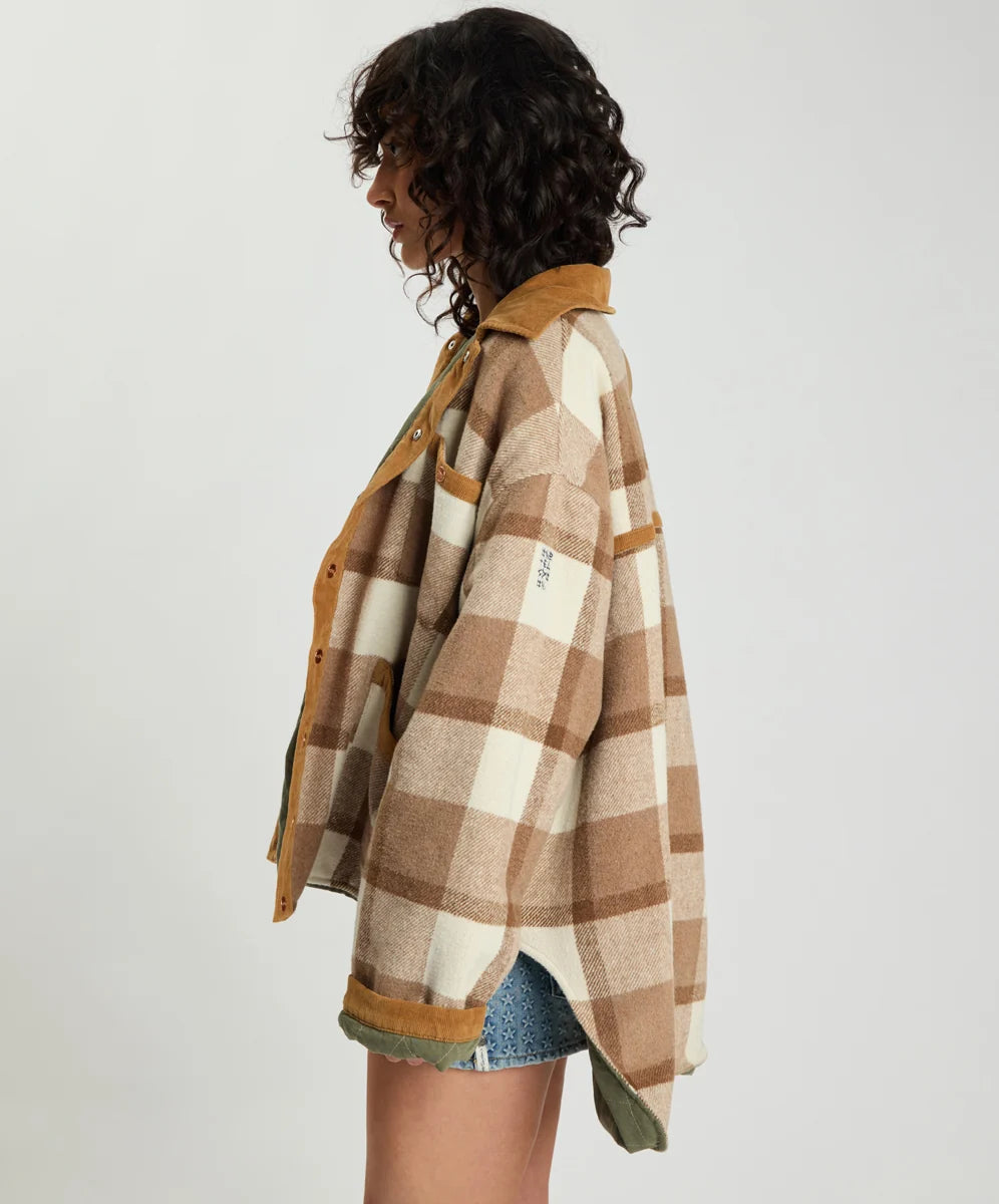 Vintage Check Pdded Oversized Jacket