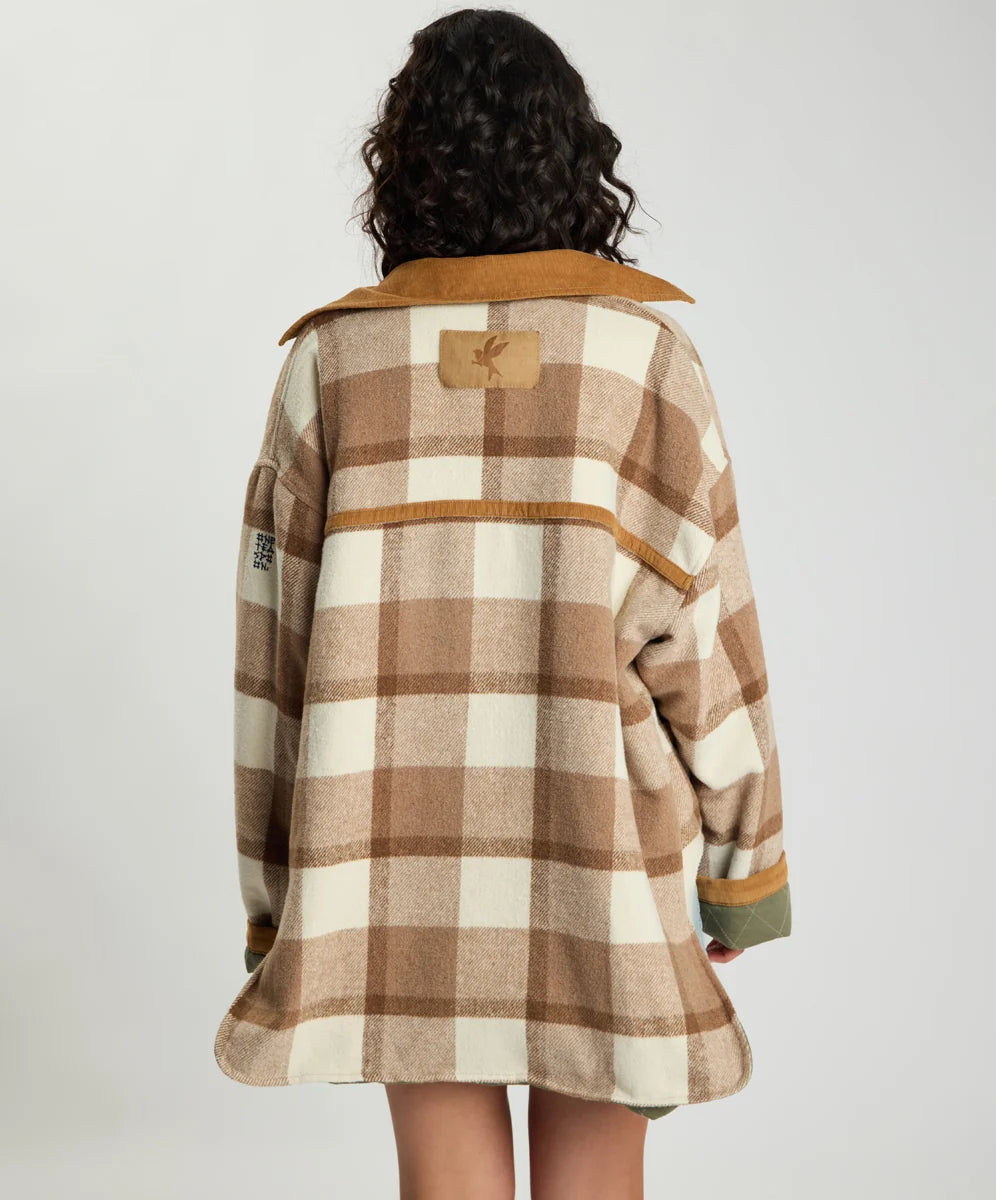 Vintage Check Pdded Oversized Jacket