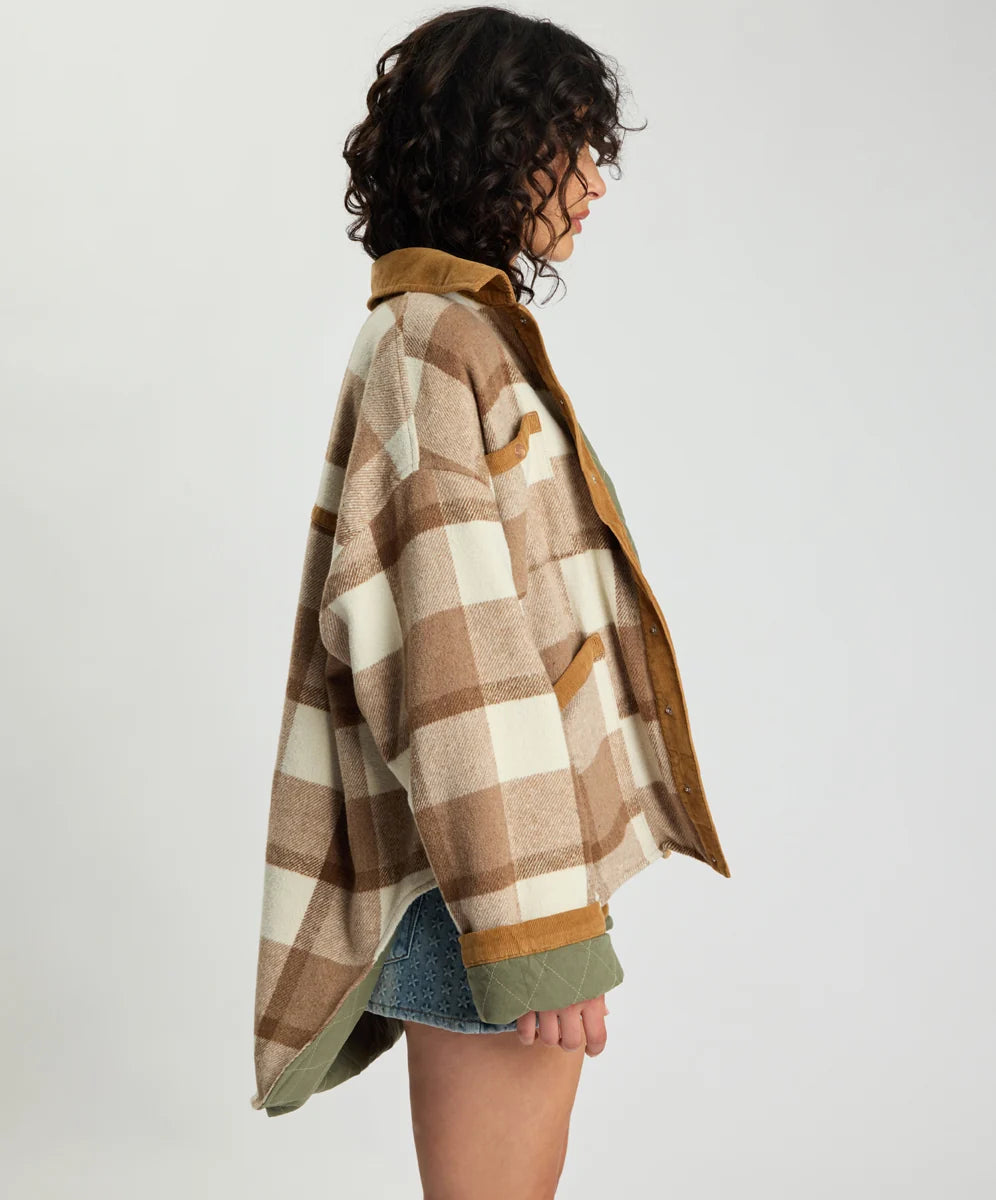 Vintage Check Pdded Oversized Jacket