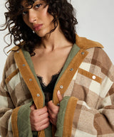 Vintage Check Pdded Oversized Jacket