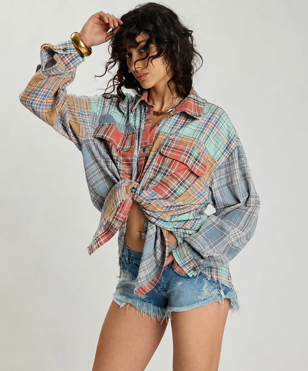 Sunset Madras Check Tie Back Shirt