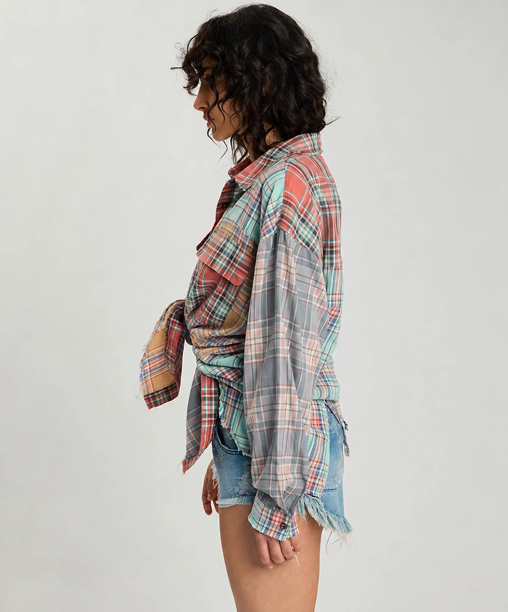 Sunset Madras Check Tie Back Shirt