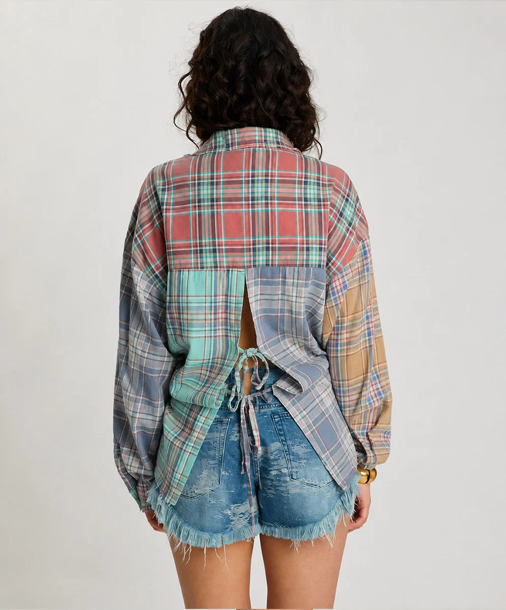 Sunset Madras Check Tie Back Shirt