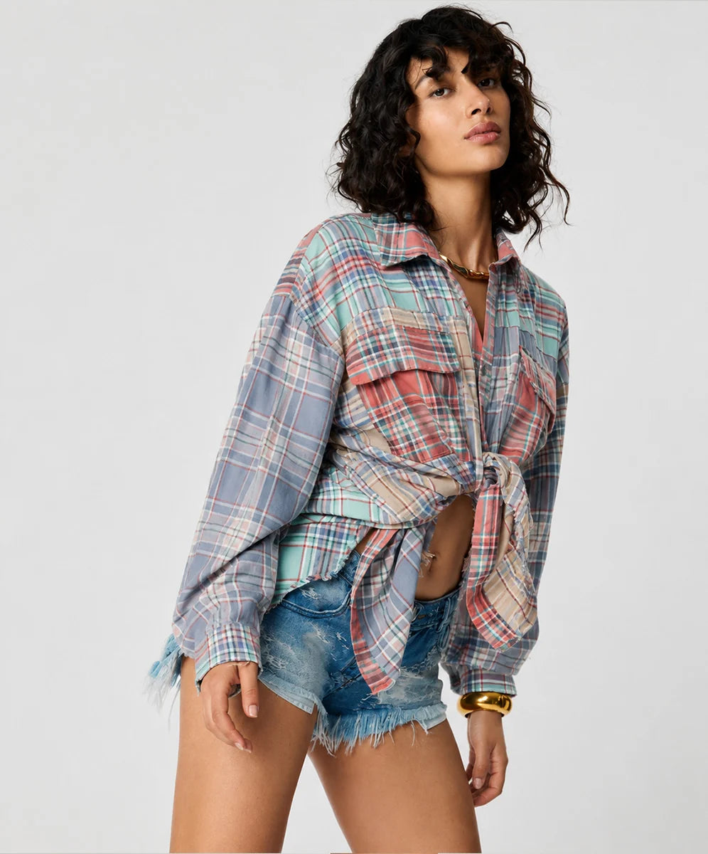 Sunset Madras Check Tie Back Shirt