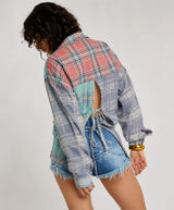Sunset Madras Check Tie Back Shirt