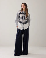Big Flower Shirt Navy Stripe
