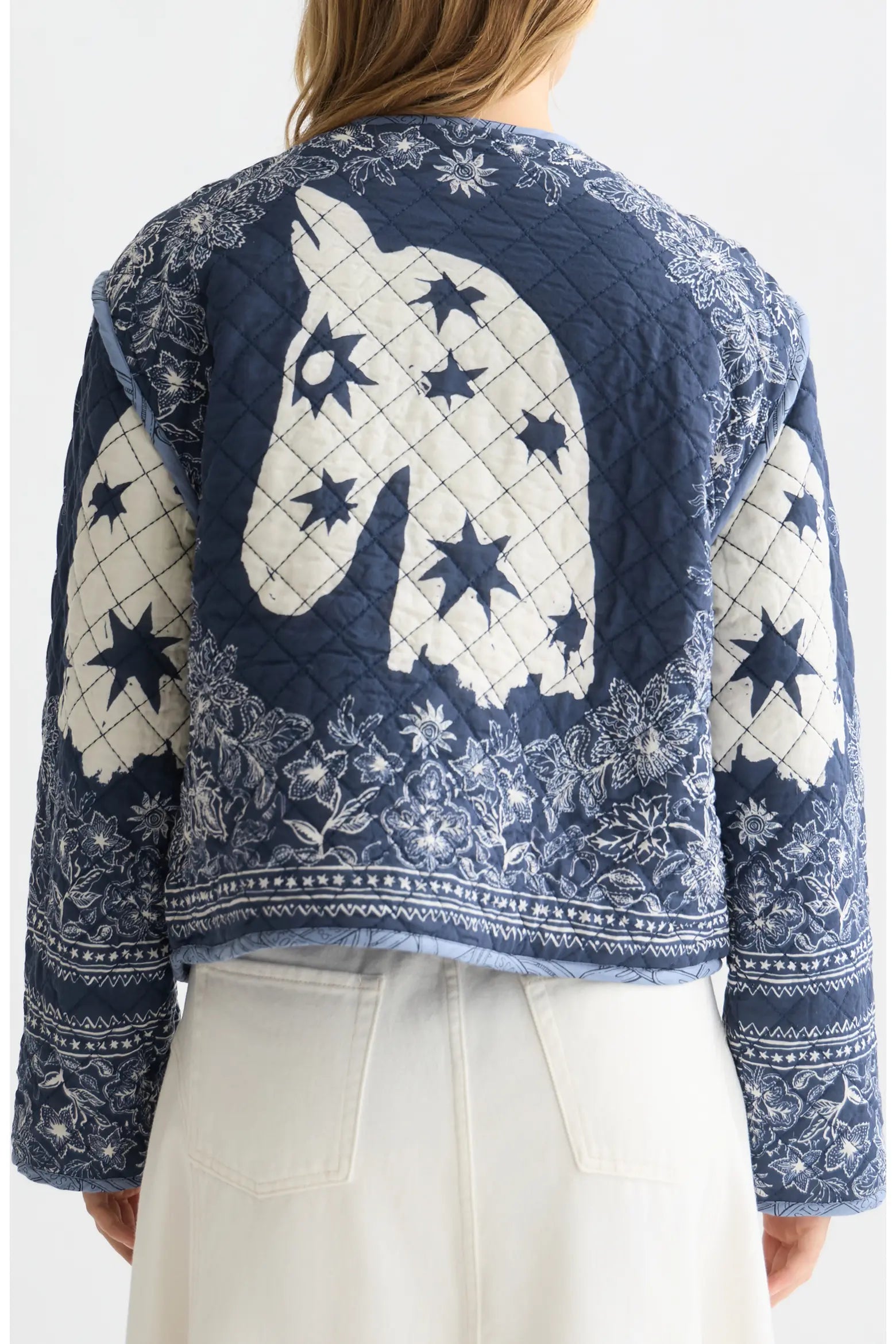 Reversible Printed Quilted Jacket Horse Bandana