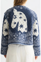 Reversible Printed Quilted Jacket Horse Bandana