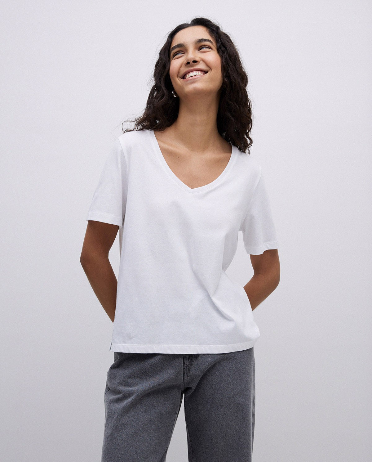 White basic V-neck T-shirt