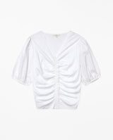 White Tee Ruffle Detail White