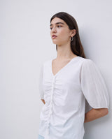 White Tee Ruffle Detail White