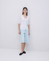 White Tee Ruffle Detail White