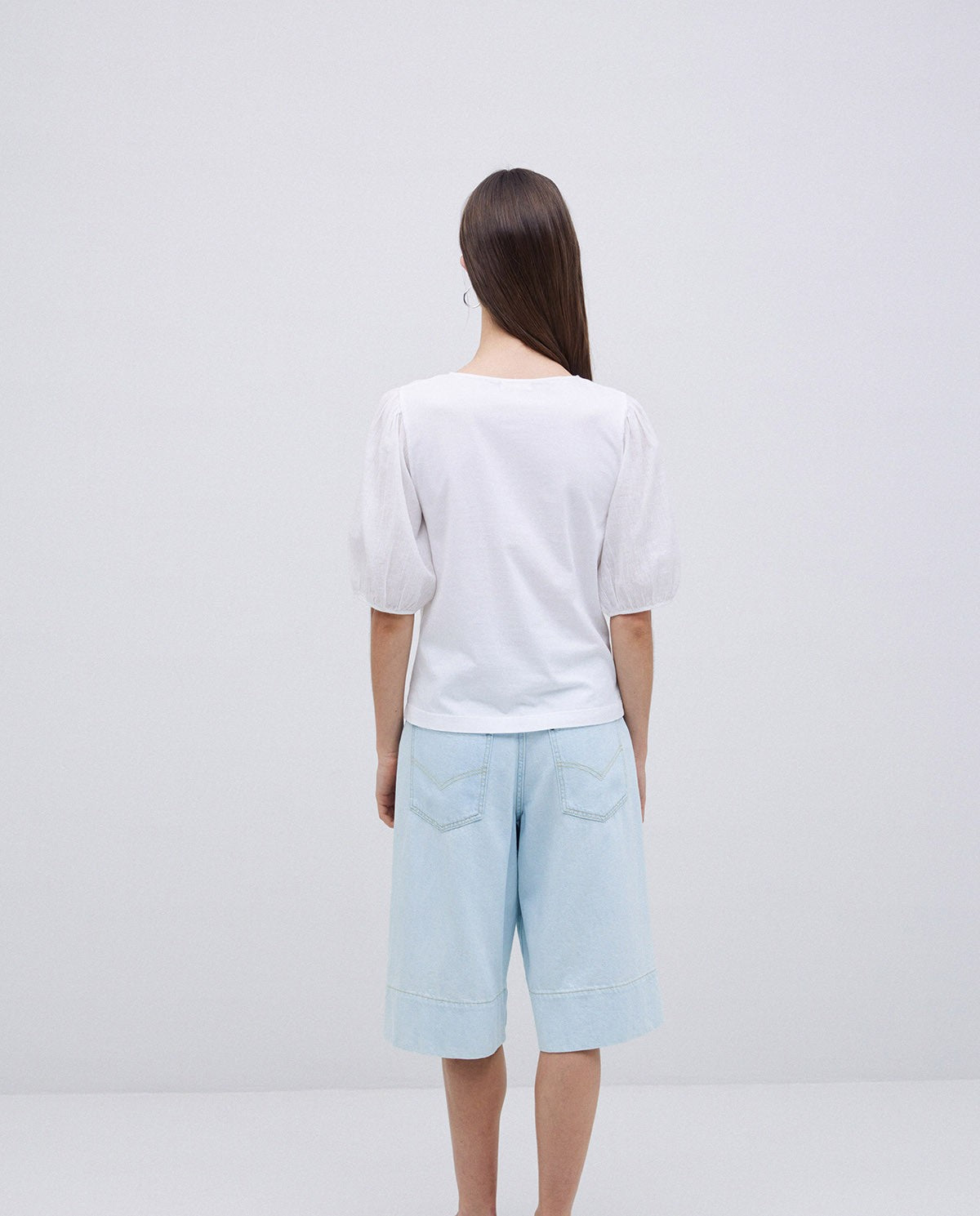 White Tee Ruffle Detail White