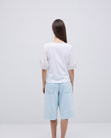 White Tee Ruffle Detail White