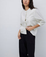 Ecru Three Quarter Plaid Shirt