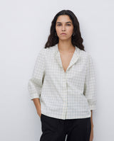 Ecru Three Quarter Plaid Shirt