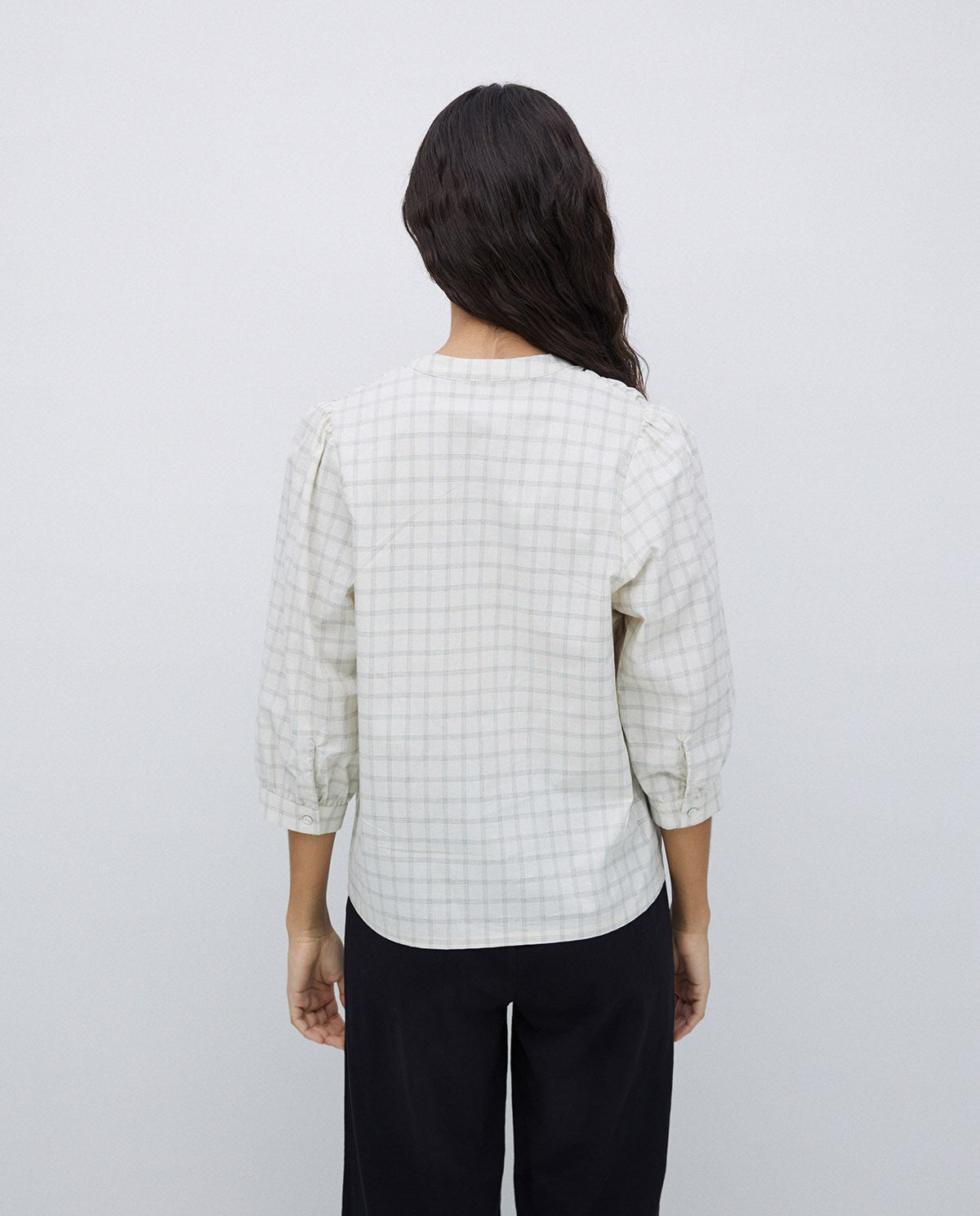 Ecru Three Quarter Plaid Shirt