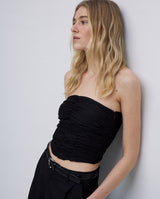 Black Draped Strapless Top