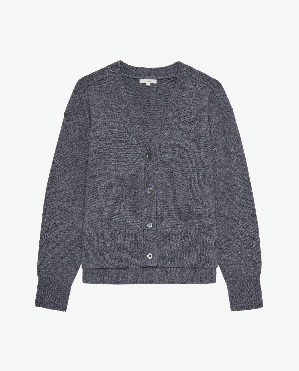 Grey Wool Cardigan Side Slits