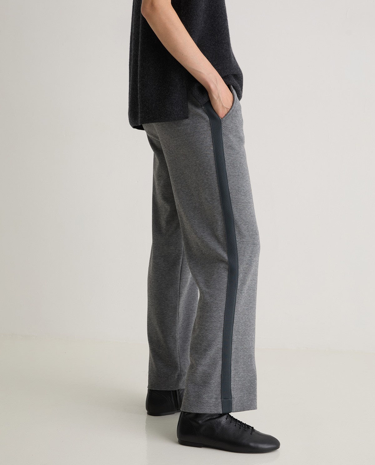 Anthrecite Wide Leg  Flannel Trousers