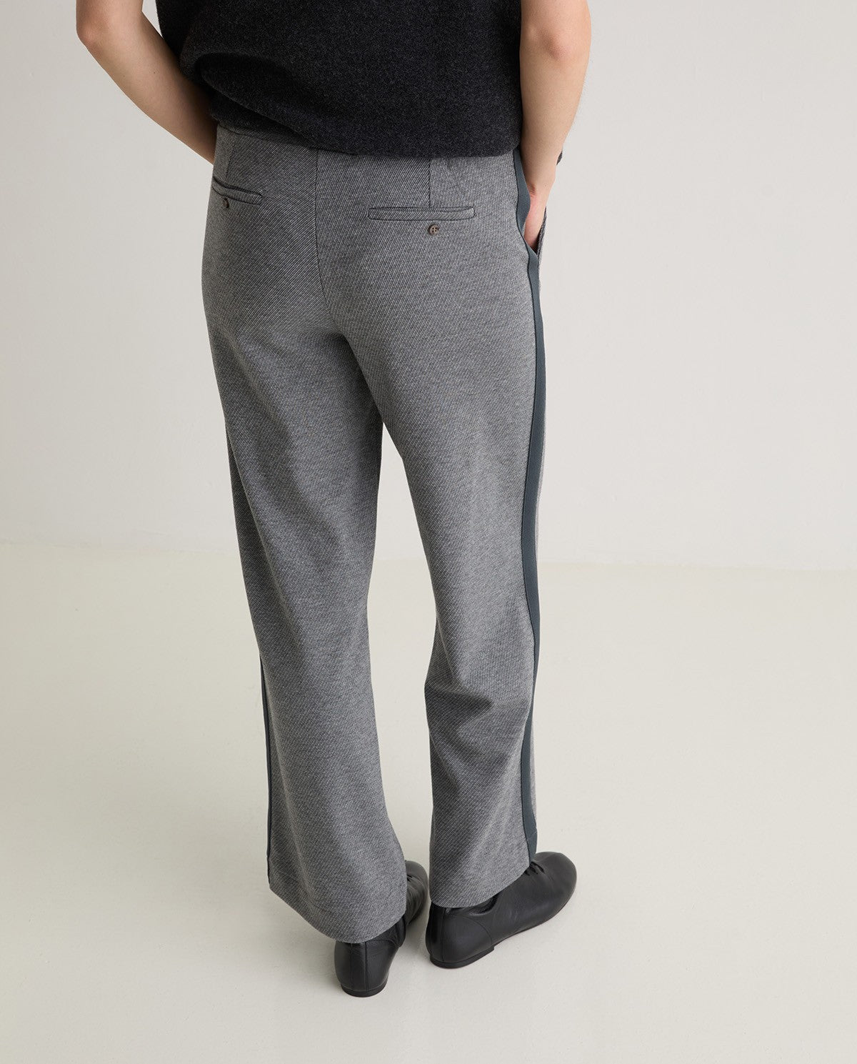 Anthrecite Wide Leg  Flannel Trousers