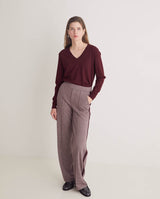 Aubergine Soft Wide Houndstooth Trousers