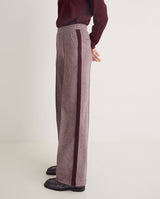 Aubergine Soft Wide Houndstooth Trousers